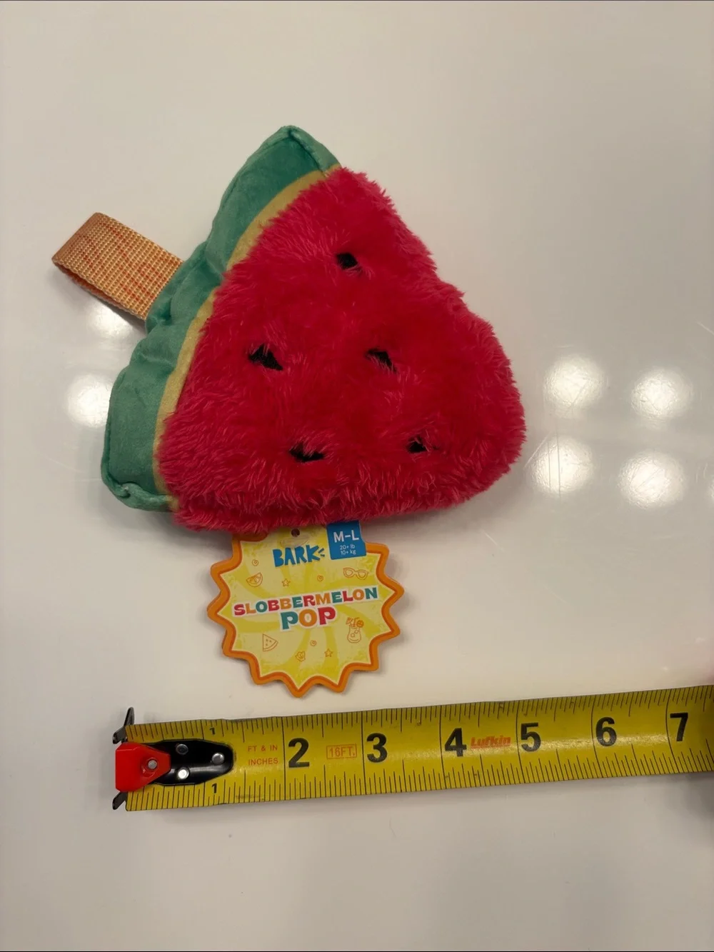 BARK Slobbermelon Pop Plush Watermelon Toy - Red & Green